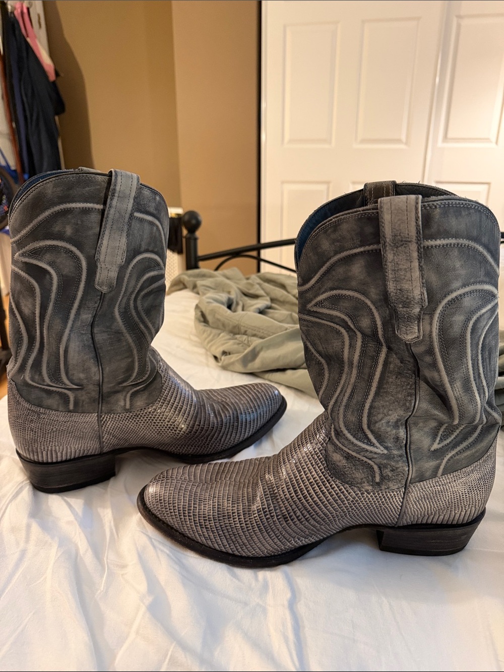 Tecovas Gray Textured Leather Cowboy Boots - Picture 7 of 10